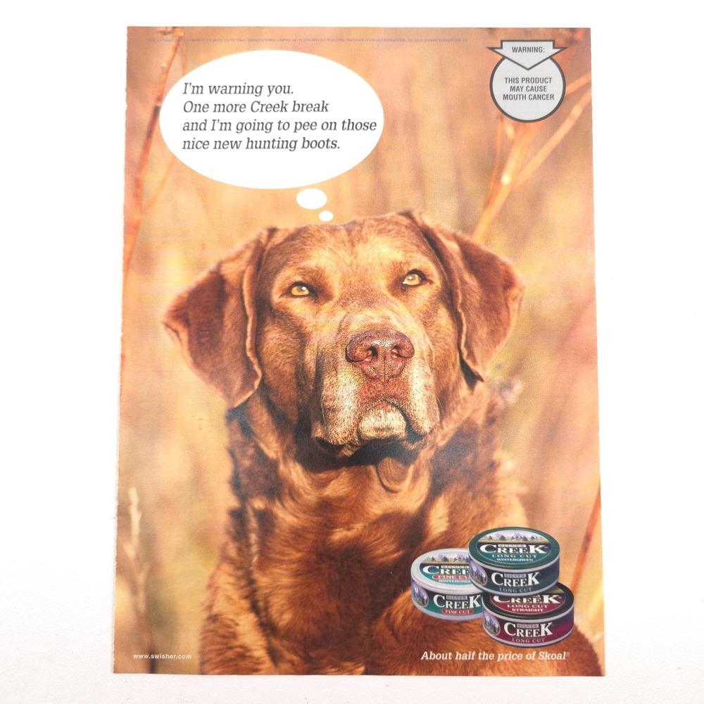 CREEK Chewing Tobacco Advertising Print Ad Dog Humor Collector Decor Poster